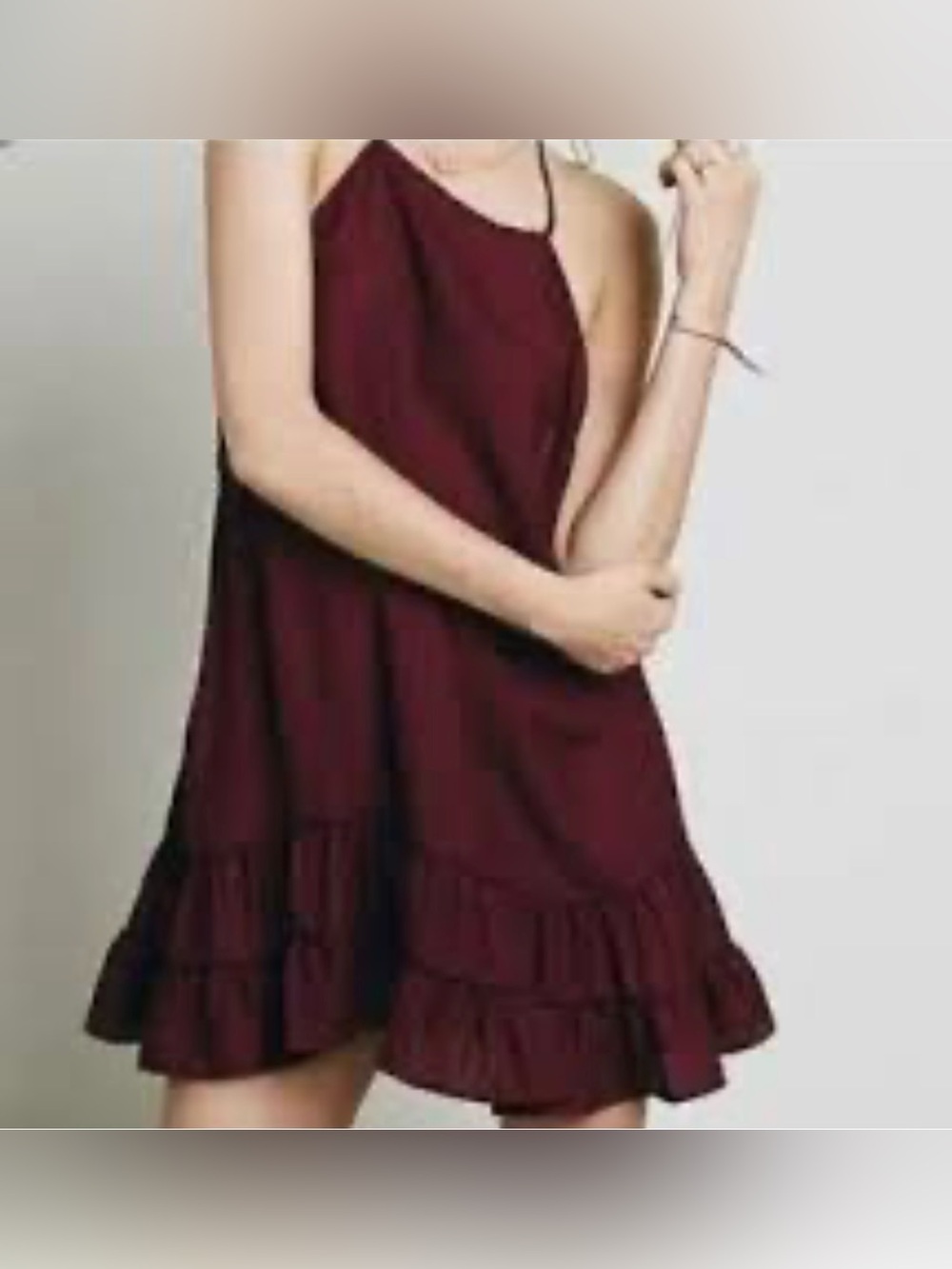 Intimately Free People Raven Ruffle Swing Slip Mini Dress Wine Size L
